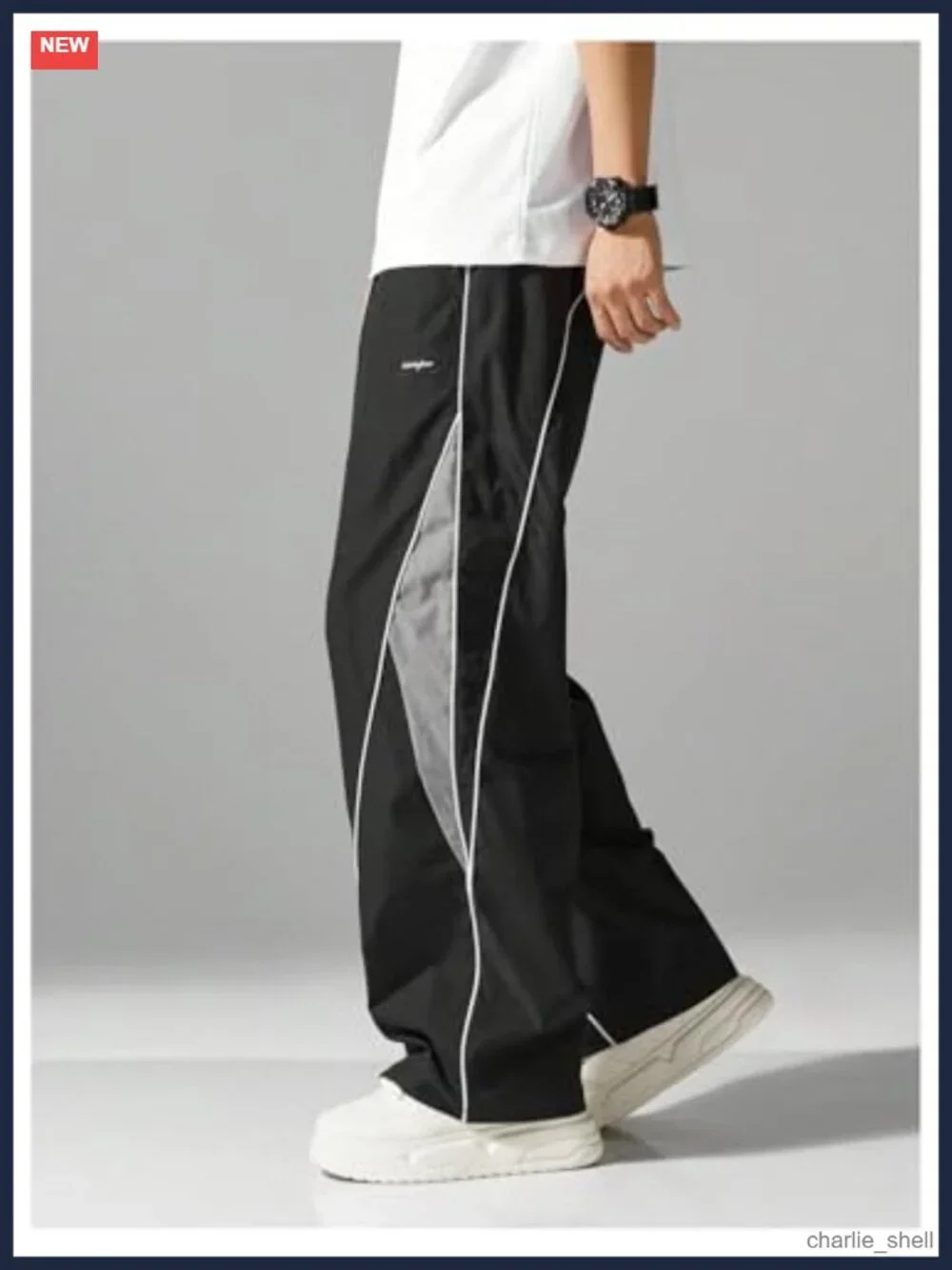 Men's Y2K Baggy Sweatpants Parachute Drawstring Wide Leg Cargo Track Pants